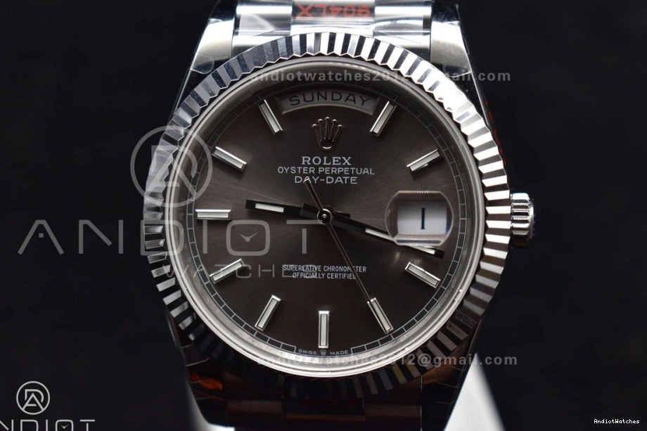 Stretchable Bracelet Dial DayDate V Grey Markers 40 904L Stick Steel On A2836 GMF 704 President Weighted Tungsten 0420